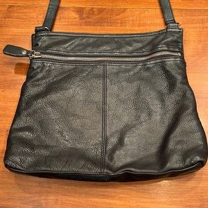 Black leather crossbody bag